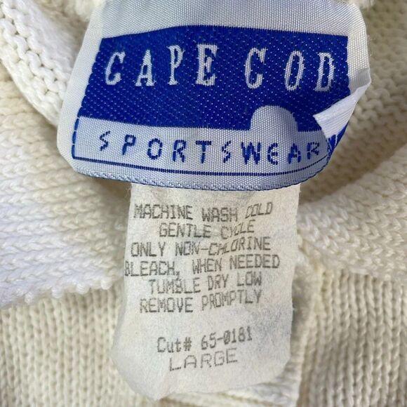 Vintage Cape Cod sportswear white/blue short sleeve‎ sweater size L - Picture 9 of 12